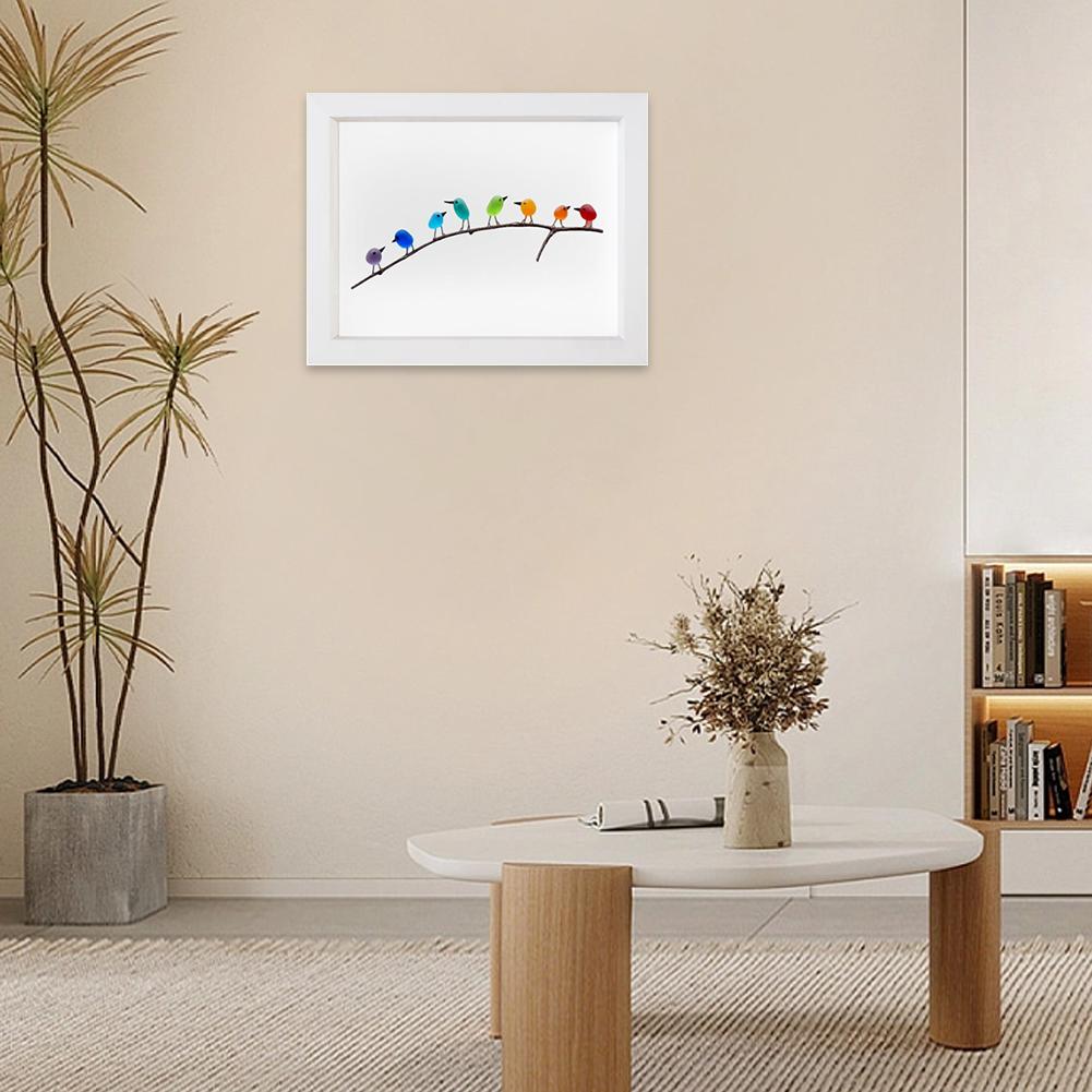 Sea Glass Rainbow Birds on Branch Framed Unique Handmade Wall Art Rainbow Bird Wall Decoration for Home and Office Decoration
Sea Glass Rainbow Birds on Branch Framed Unique Handmade Wall Art Rainbow Bird Wall Decoration for Home and Office Decoration