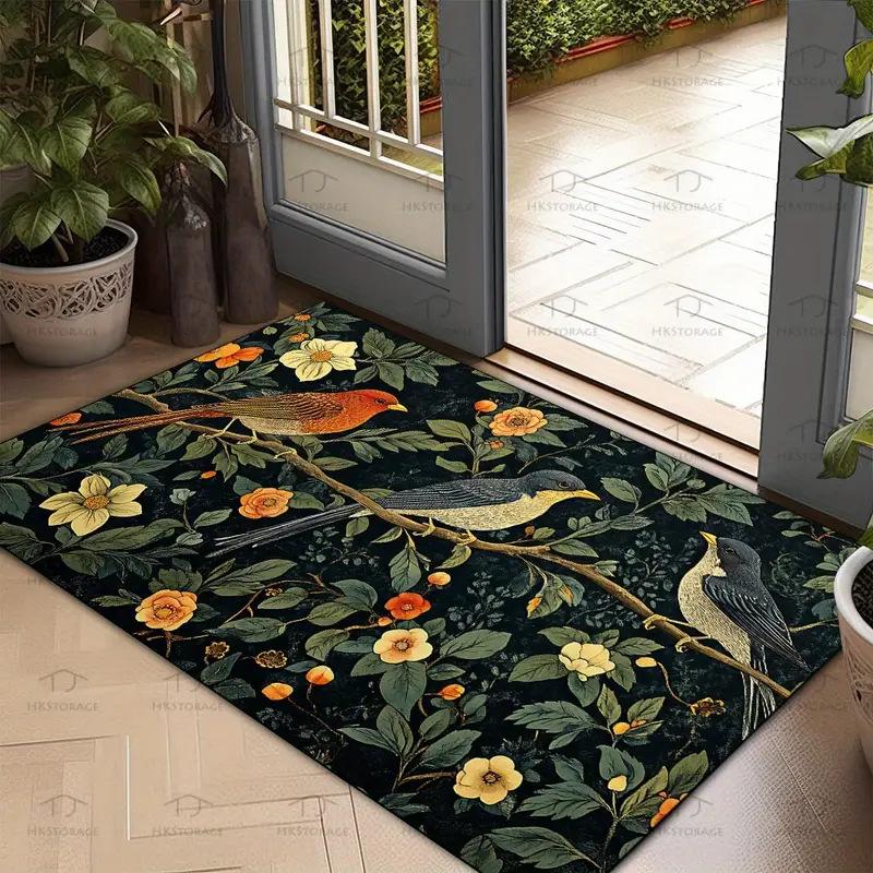 60*90СМ Коврик придверный с красочным дизайном пазла с птицами - Моющийся прямоугольный коврик с мотивом В этом доме Легкий коврик 60*90CM зелёный