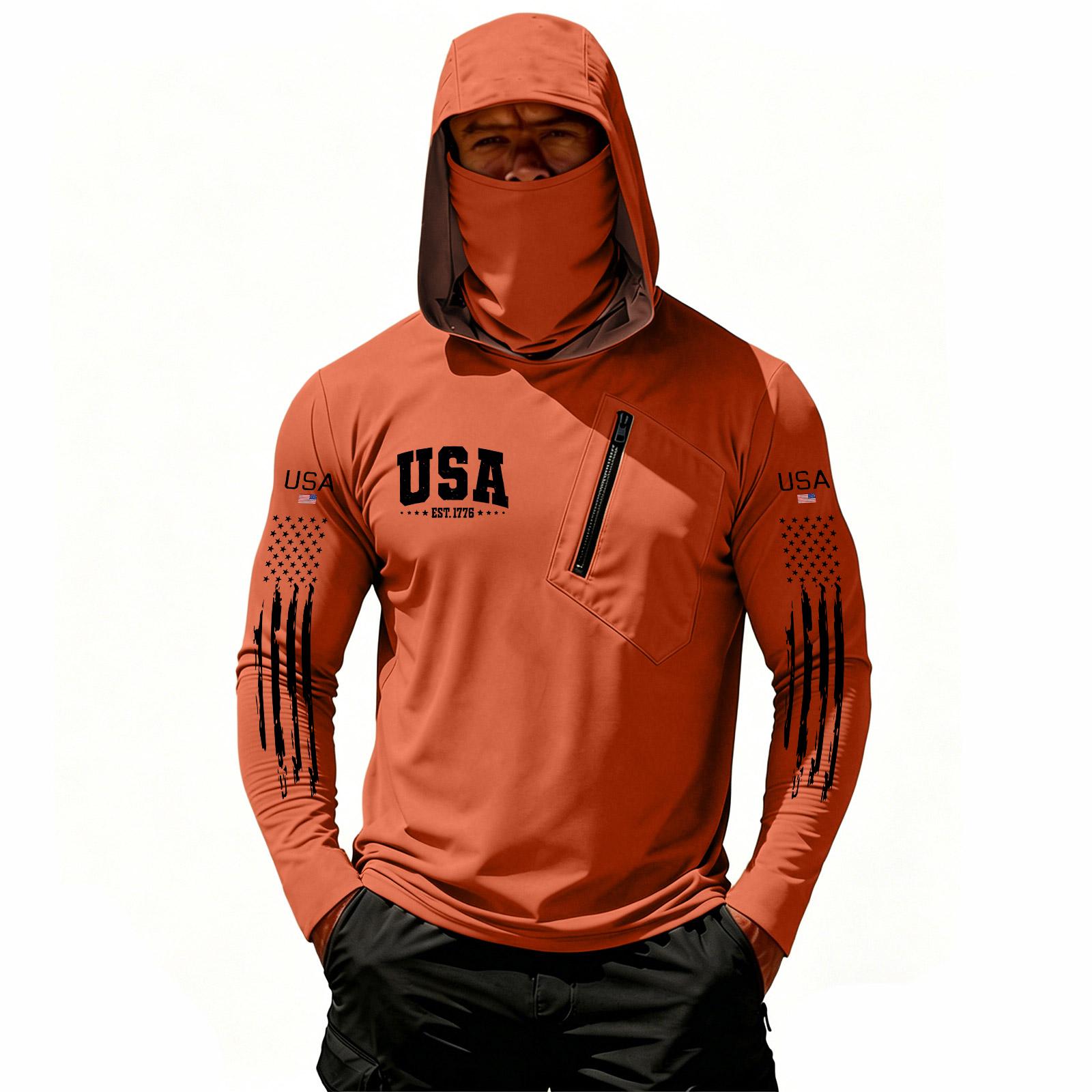 Men’s Hooded Long Sleeve Pullover with USA Print Front Chest Pocket and Arm for Outdoor Activities L шафрановий
Men’s Hooded Long Sleeve Pullover with USA Print Front Chest Pocket and Arm for Outdoor Activities L шафрановий