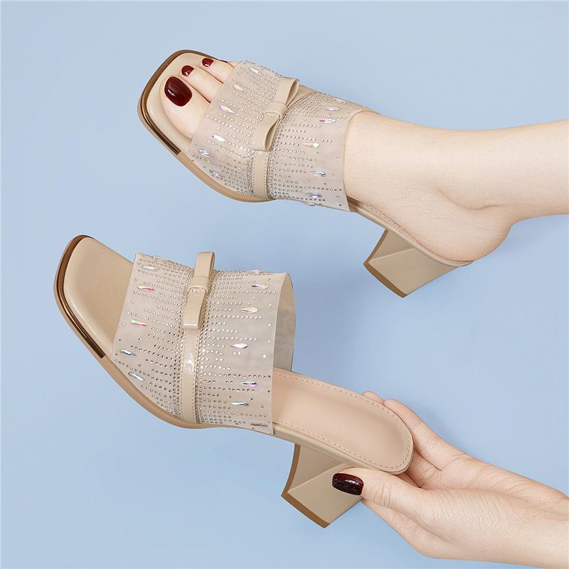 French evening sandals thick heel cool slippers fairy shoes summer wear seaside with skirt sequined sandals one word 40
French evening sandals thick heel cool slippers fairy shoes summer wear seaside with skirt sequined sandals one word 40