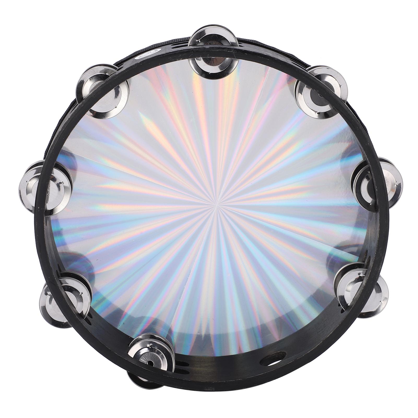 10in Hand Held Drum Double Row Jingles ABS Reflective Laser Tambourine Percussion
10in Hand Held Drum Double Row Jingles ABS Reflective Laser Tambourine Percussion