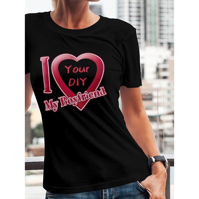 European sizes Custom Photo Print T-Shirt for Women - I Love You Heart Design, Casual Short Sleeve Crew Neck, Lightweight Polyester 4XL чорний
European sizes Custom Photo Print T-Shirt for Women - I Love You Heart Design, Casual Short Sleeve Crew Neck, Lightweight Polyester 4XL чорний