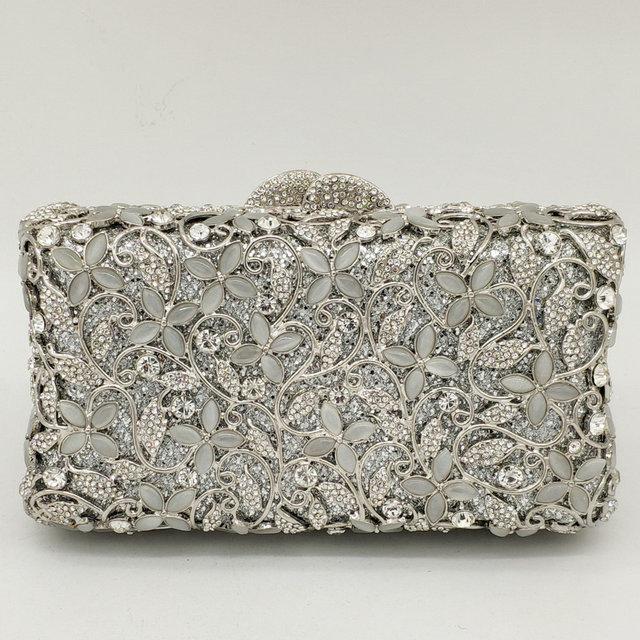 Boutique De FGG Opal Stone Women Crystal Evening Clutch Flower Minaudiere Bags Ladies Metal Clutches Wedding Handbag Party Bag Mini
Boutique De FGG Opal Stone Women Crystal Evening Clutch Flower Minaudiere Bags Ladies Metal Clutches Wedding Handbag Party Bag Mini
