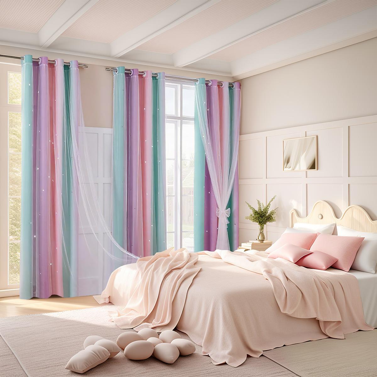 Chunya Spinning Black Film Gradual Change Hollow Star Double Blackout Curtain 100 * 130cm (one piece of punched model)
Chunya Spinning Black Film Gradual Change Hollow Star Double Blackout Curtain 100 * 130cm (one piece of punched model)