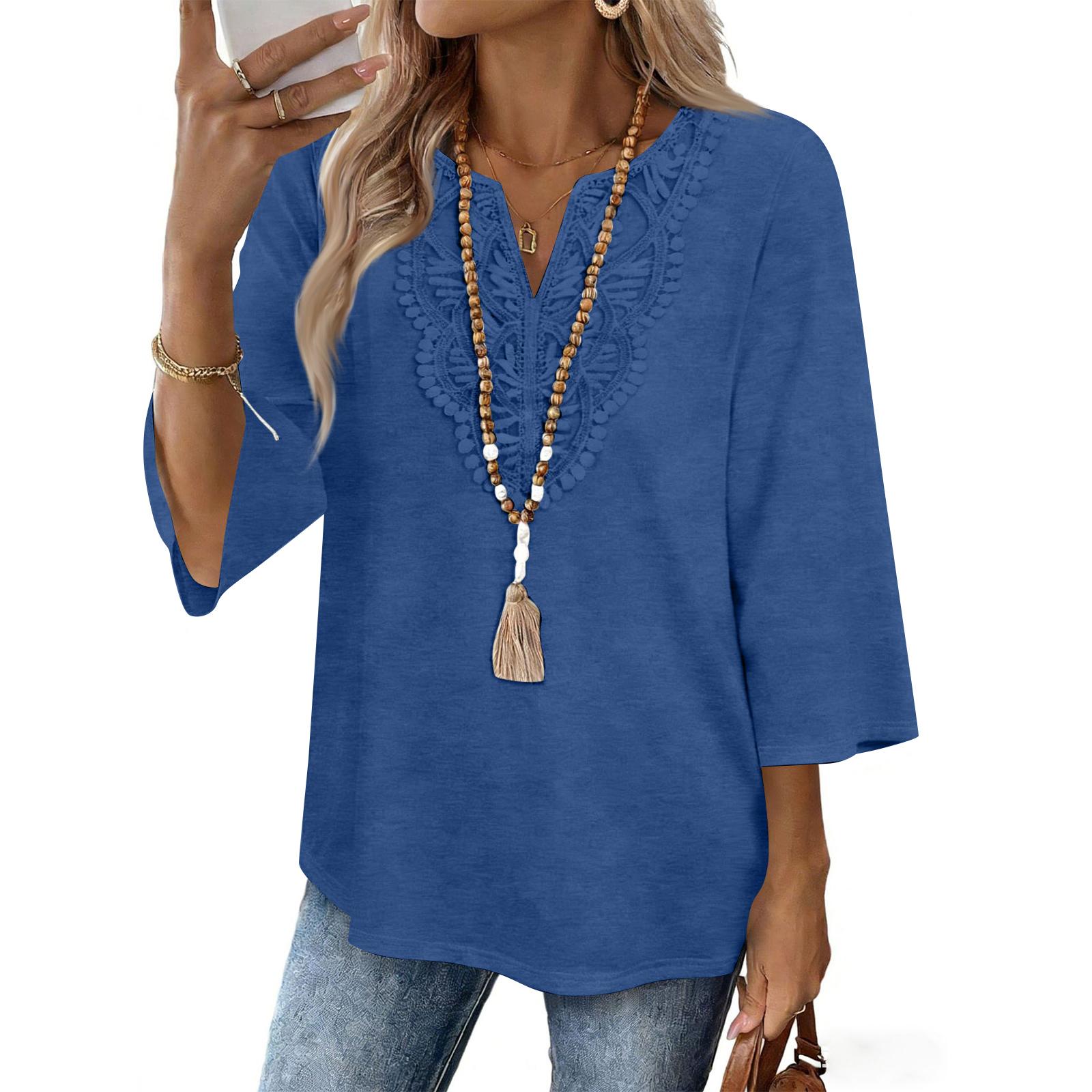 Womens V Neck Loose Fit Three Quarter Sleeve Top with Splicing Design and Embroidered Front for Casual or Daily Wear XXL синий
Womens V Neck Loose Fit Three Quarter Sleeve Top with Splicing Design and Embroidered Front for Casual or Daily Wear XXL синий