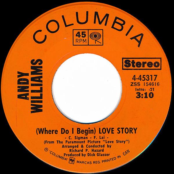 7inch Record ANDY WILLIAMS Where Do I Begin Love Story Som 445317 Columbia 1971 Canada Pop Used
7inch Record ANDY WILLIAMS Where Do I Begin Love Story Som 445317 Columbia 1971 Canada Pop Used