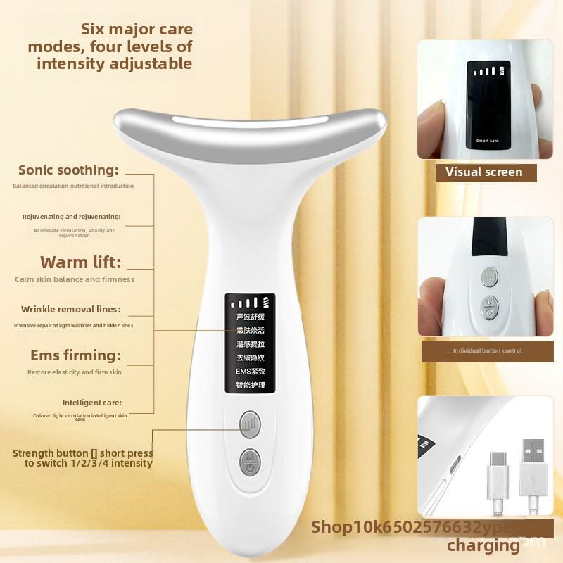 Neck Beauty Instrument Colorful Light Introduction Warm Introduction Instrument Small Iron Lifting Neck and Face Beauty Instrument
Neck Beauty Instrument Colorful Light Introduction Warm Introduction Instrument Small Iron Lifting Neck and Face Beauty Instrument