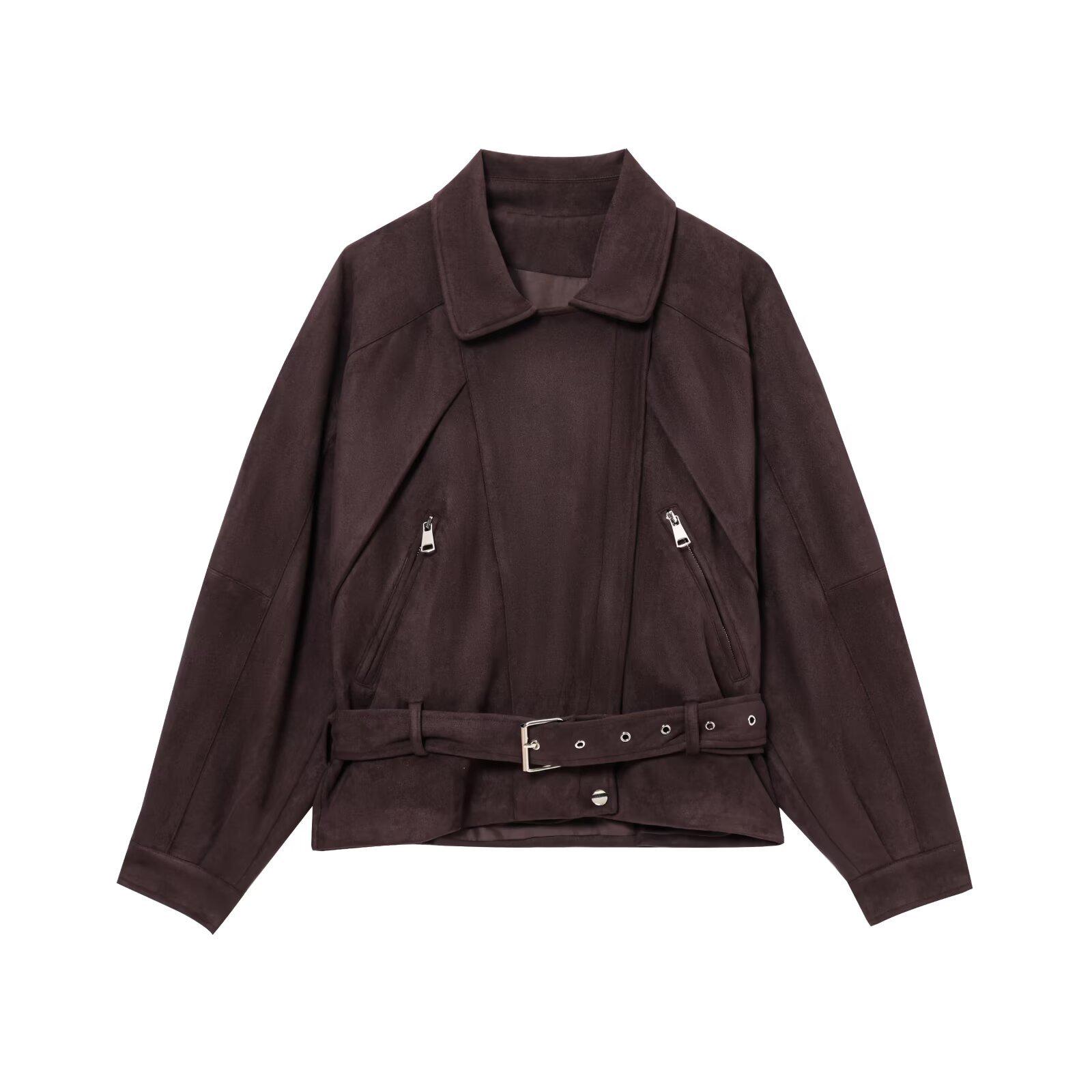 Women s Fashion Suede Biker Jacket with Belt - European American Style Medium темно-коричневого кольору
Women s Fashion Suede Biker Jacket with Belt - European American Style Medium темно-коричневого кольору