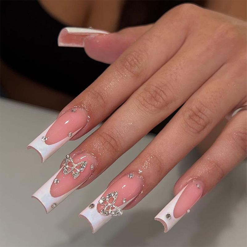 Elegant Bow Pointed Diamond French Nails - Handmade, Exquisite Women s Wearable Nail Pieces
Elegant Bow Pointed Diamond French Nails - Handmade, Exquisite Women s Wearable Nail Pieces