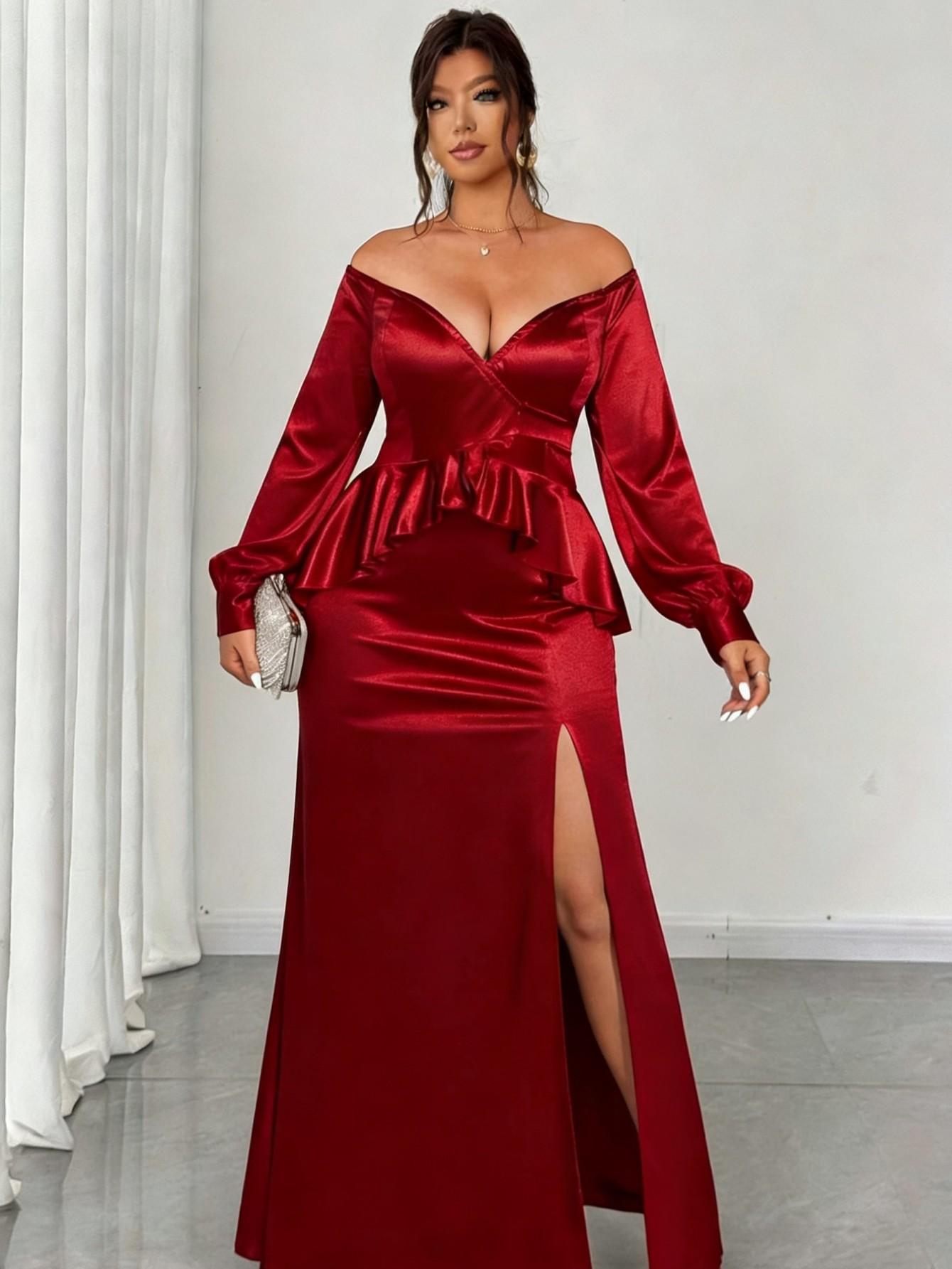 Large size red banquet dress long dress, deep V off-the-shoulder high-quality annual meeting party dress D 4XL червоний
Large size red banquet dress long dress, deep V off-the-shoulder high-quality annual meeting party dress D 4XL червоний