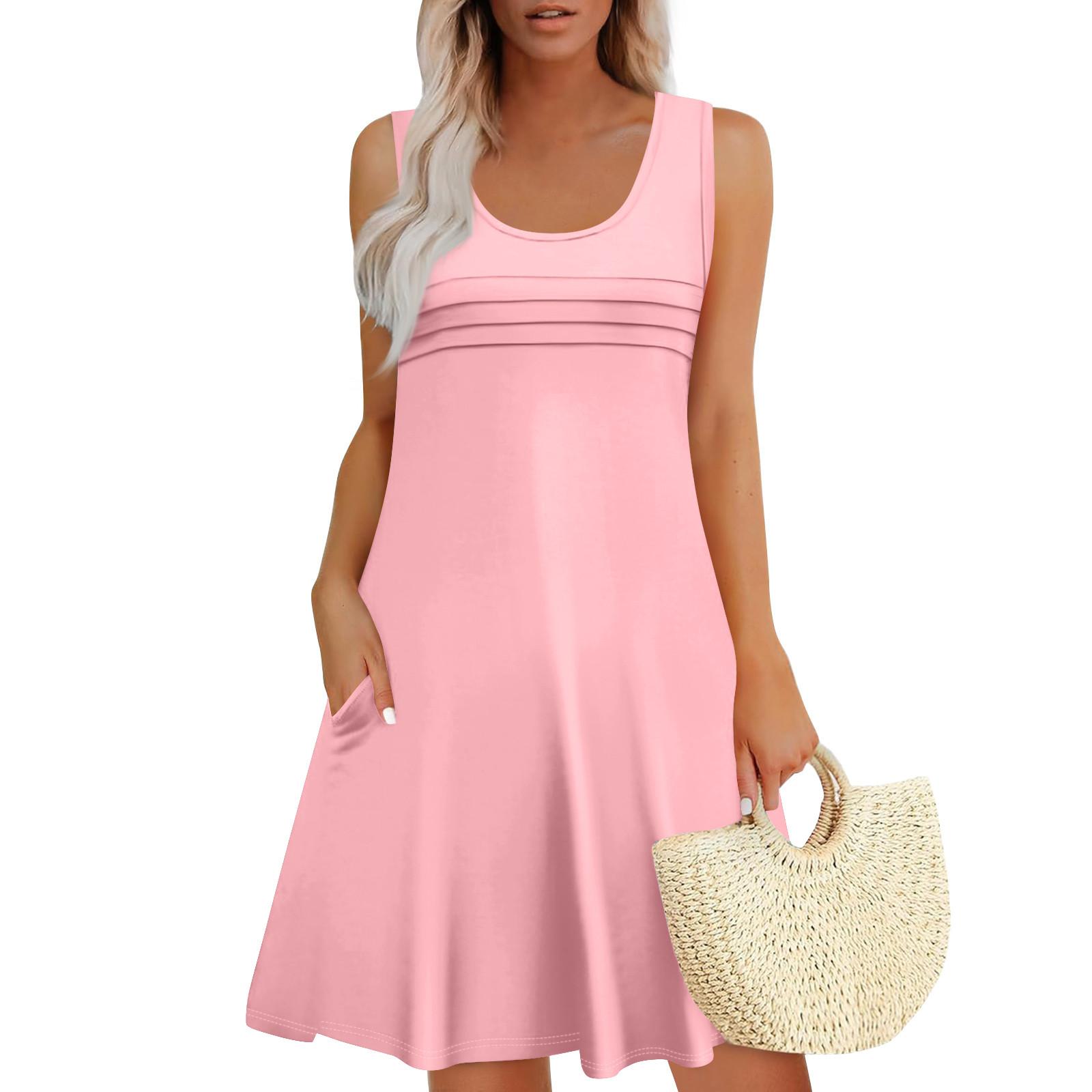 Женские летние платья Свободные сарафаны без рукавов Платье с карманами L розовый
Женские летние платья Свободные сарафаны без рукавов Платье с карманами L розовый