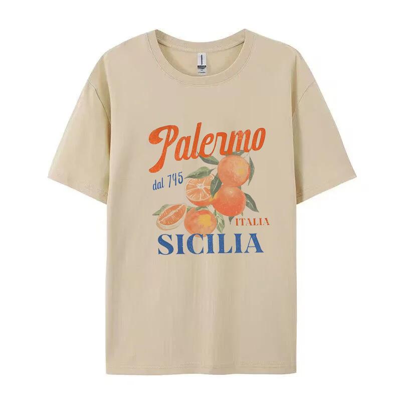 Palermo Italy Sicilia Print Shirt Vintage Cotton Womens Short Sleeve TShirt Vibrant Orange Citrus Fruit Graphic Top Female Tee 2XL
Palermo Italy Sicilia Print Shirt Vintage Cotton Womens Short Sleeve TShirt Vibrant Orange Citrus Fruit Graphic Top Female Tee 2XL