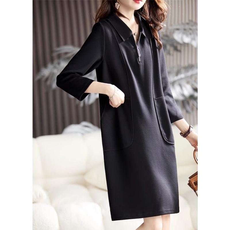 Spring Summer Polo-neck Loose Casual Zipper Robe Ladies Black Nine Quarter Sleeves Vestidos Women Elegant Fashion Dress Femme 5XL чорний
Spring Summer Polo-neck Loose Casual Zipper Robe Ladies Black Nine Quarter Sleeves Vestidos Women Elegant Fashion Dress Femme 5XL чорний