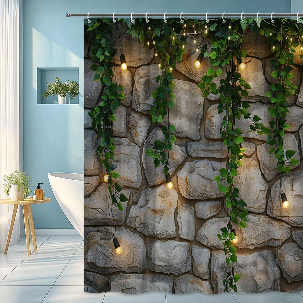 Rustic Stone Wall Shower Curtain Green Vines String Lights Nature Garden Design Cozy Bathroom Decor Waterproof Elevate Space W60H190(CM)-1 Pcs
Rustic Stone Wall Shower Curtain Green Vines String Lights Nature Garden Design Cozy Bathroom Decor Waterproof Elevate Space W60H190(CM)-1 Pcs