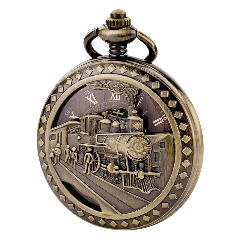 TREEWETO mechanical pocket watch railway hollow case skeleton steampunk bronze roman numerals with chain
TREEWETO mechanical pocket watch railway hollow case skeleton steampunk bronze roman numerals with chain