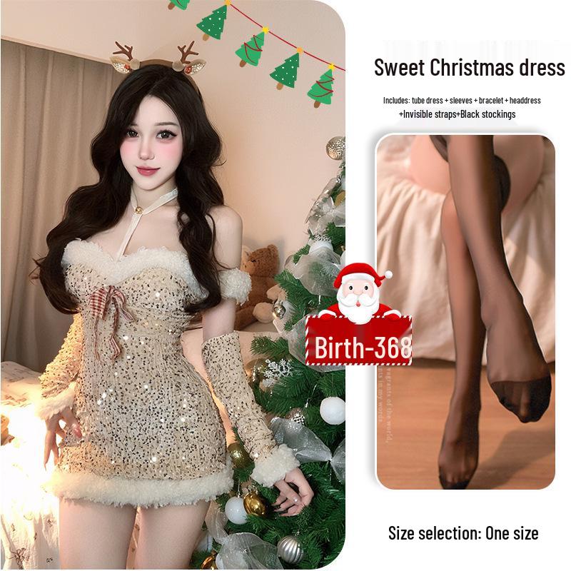 2025 Рождественское платье мини бодикон без бретелек с пайетками и бантом халтер One Size
2025 Рождественское платье мини бодикон без бретелек с пайетками и бантом халтер One Size