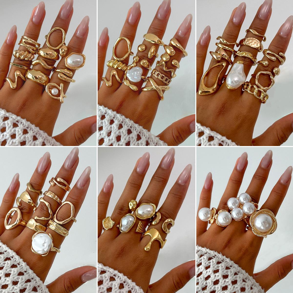 Personalized exaggerated imitation pearl ring hand jewelry, retro irregular liquid lava ring set
Personalized exaggerated imitation pearl ring hand jewelry, retro irregular liquid lava ring set