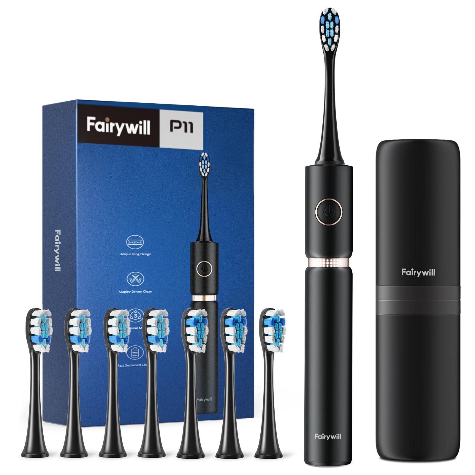Электрическая зубная щетка Fairywill FW-P11 Sonic, перезаряжаемая, 3 режима, USB-зарядное устройство, ультра водонепроницаемая, 8 сменных насадок, 1 дорожный футляр белый
Электрическая зубная щетка Fairywill FW-P11 Sonic, перезаряжаемая, 3 режима, USB-зарядное устройство, ультра водонепроницаемая, 8 сменных насадок, 1 дорожный футляр белый
