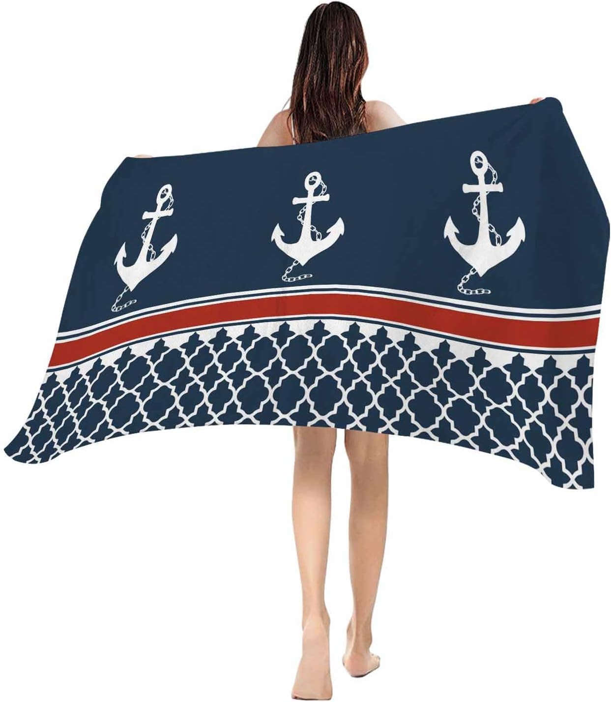 Beach Towel Nautical Anchor Bath Pool Towels Red Navy Blue Geometric Stripes Soft Absorbent Beach Towel Lightweight Large Quick W40*H60(CM)
Beach Towel Nautical Anchor Bath Pool Towels Red Navy Blue Geometric Stripes Soft Absorbent Beach Towel Lightweight Large Quick W40*H60(CM)