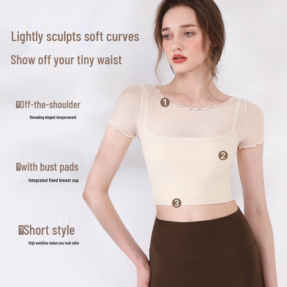 Women s Breathable Mesh Yoga Top with Chest Pad - Short Sleeve Fake Two-Piece Design for Fitness and Outdoor. Extra Large
Women s Breathable Mesh Yoga Top with Chest Pad - Short Sleeve Fake Two-Piece Design for Fitness and Outdoor. Extra Large