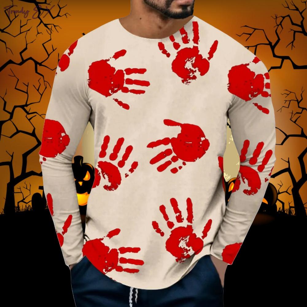 Весенне-осенние футболки с круглым вырезом и 3D-принтом в виде отпечатков рук на Хэллоуин, модные повседневные мужские футболки с длинным рукавом 5XL
Весенне-осенние футболки с круглым вырезом и 3D-принтом в виде отпечатков рук на Хэллоуин, модные повседневные мужские футболки с длинным рукавом 5XL