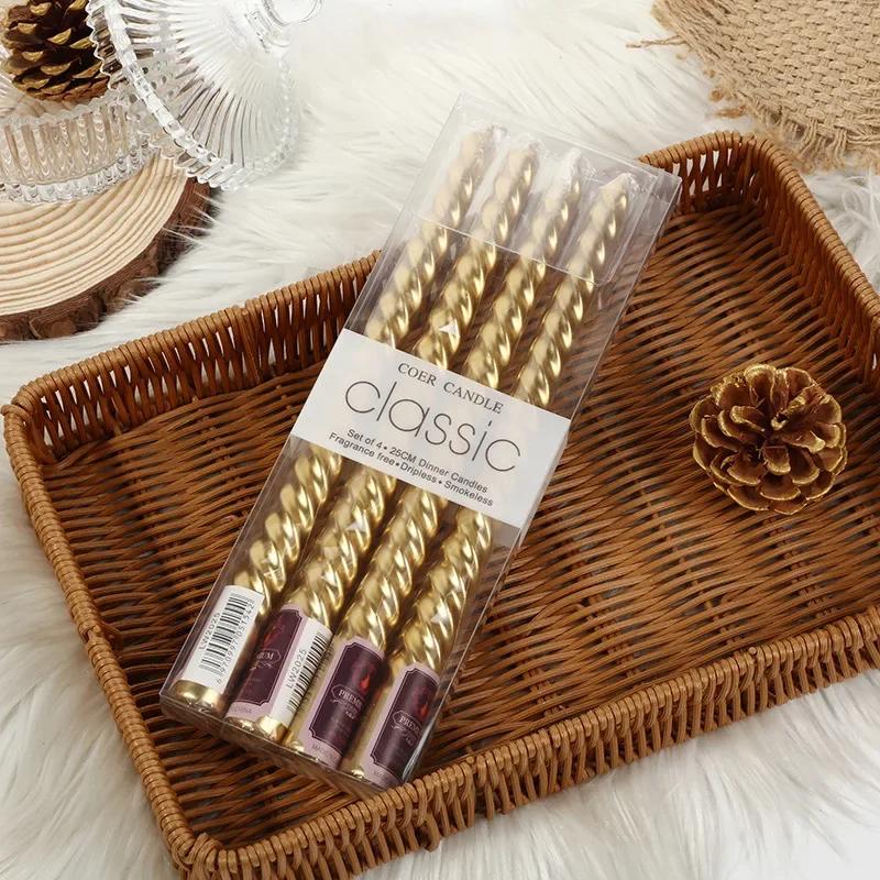 Набор из 4 свечей в форме длинного конуса для дня рождения - Красочные витые романтические свечи для свадебного мероприятия и украшения ресторана
Набор из 4 свечей в форме длинного конуса для дня рождения - Красочные витые романтические свечи для свадебного мероприятия и украшения ресторана