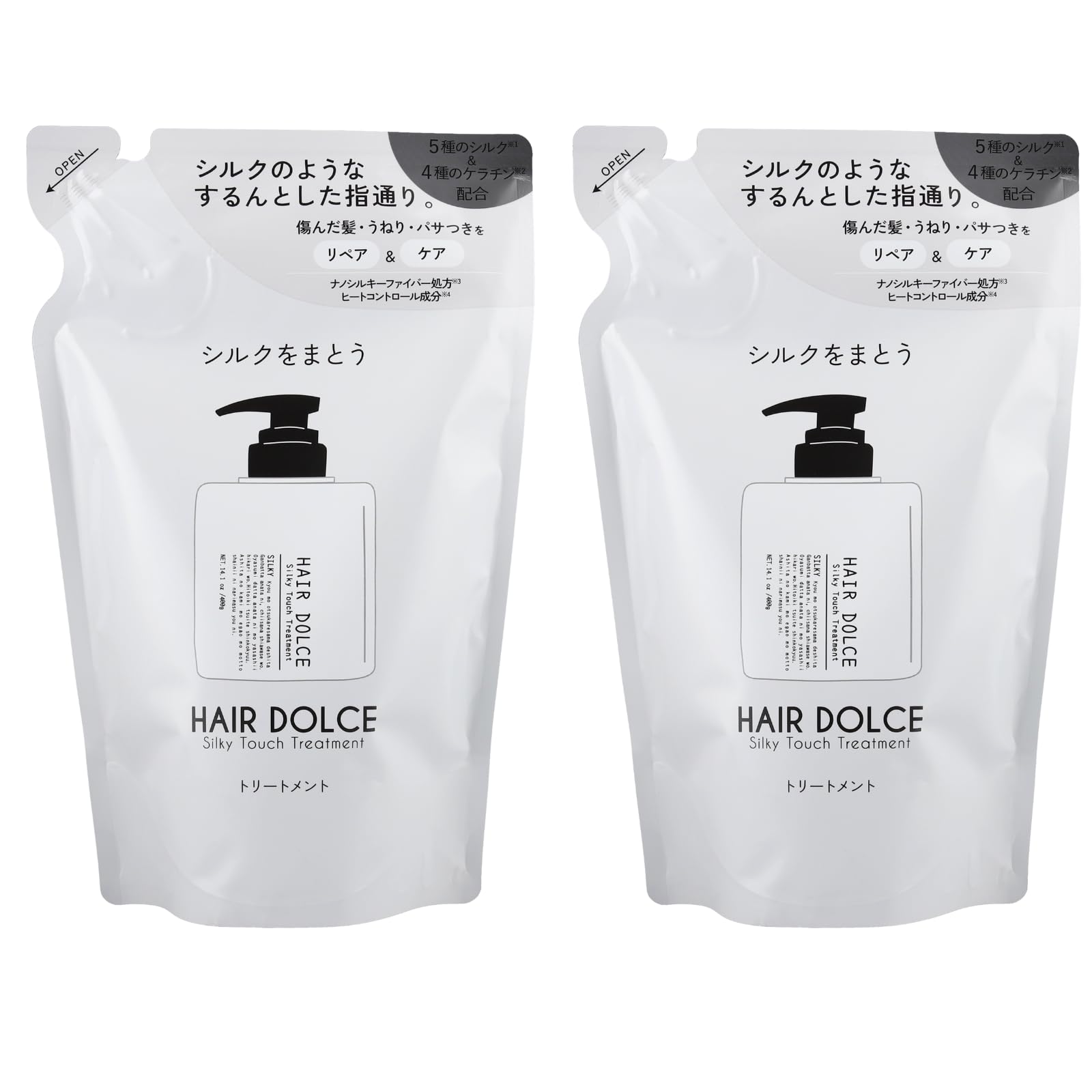 HAIR DOLCE Silky Touch Shampoo & Treatment: Silky smoothness and a pleasant salon-ready scent. Shampoo Set (2 Treatment Refills)
HAIR DOLCE Silky Touch Shampoo & Treatment: Silky smoothness and a pleasant salon-ready scent. Shampoo Set (2 Treatment Refills)