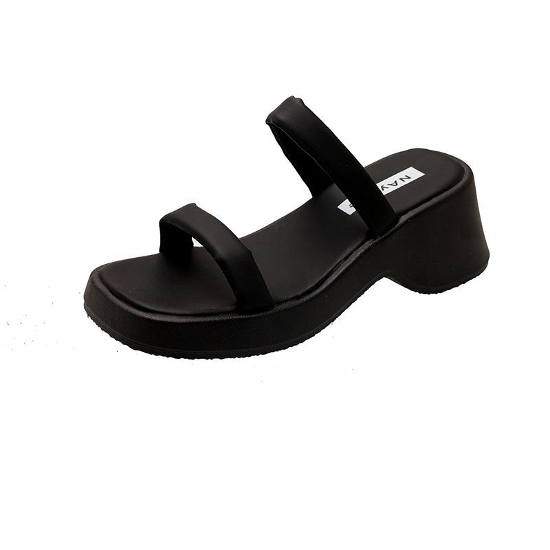 Summer thick-soled comfortable and versatile one-word slippers female sweet and cool Spice Girl style thin and high-heeled cool slippers 35 чёрный
Summer thick-soled comfortable and versatile one-word slippers female sweet and cool Spice Girl style thin and high-heeled cool slippers 35 чёрный