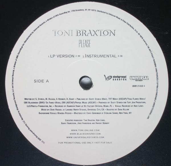 12inch Record TONI BRAXTON - Please UNIR214331 Blackground Rec 2005 US Soul/Funk Used
12inch Record TONI BRAXTON - Please UNIR214331 Blackground Rec 2005 US Soul/Funk Used