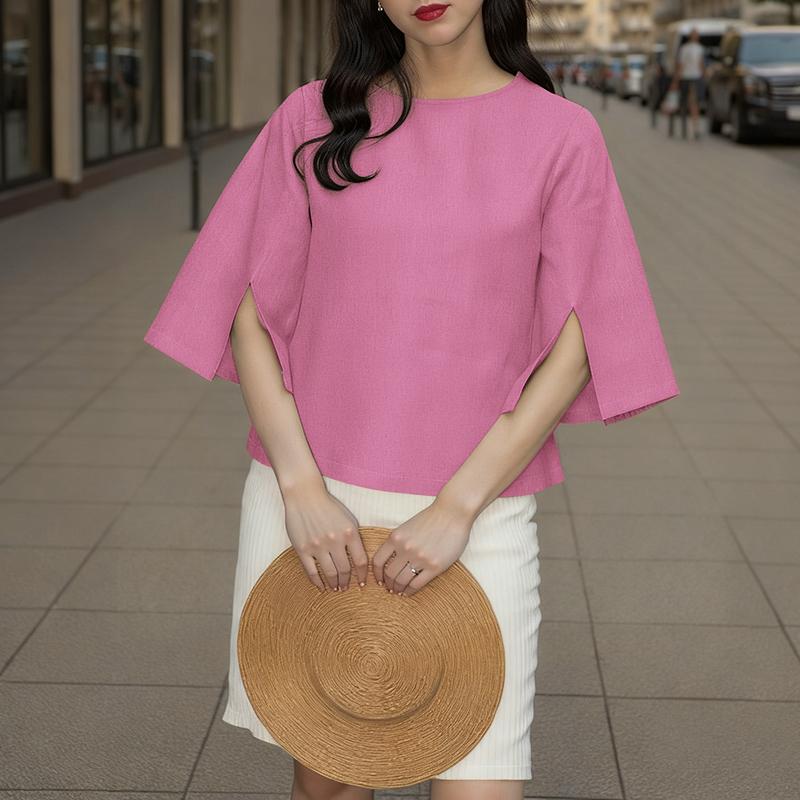 ZANZEA Женская повседневная однотонная блузка с круглым вырезом и рукавом 3/4 5XL розовый
ZANZEA Женская повседневная однотонная блузка с круглым вырезом и рукавом 3/4 5XL розовый