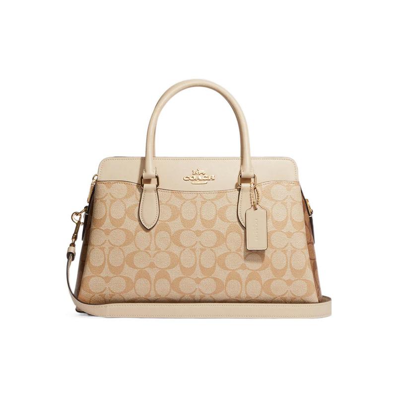 COACH Darcie 32 Internal multifunctional pocket with zipper closure Coated canvas and leather Shoulder crossbody tote Large Women s Light Khaki коричневий
COACH Darcie 32 Internal multifunctional pocket with zipper closure Coated canvas and leather Shoulder crossbody tote Large Women s Light Khaki коричневий