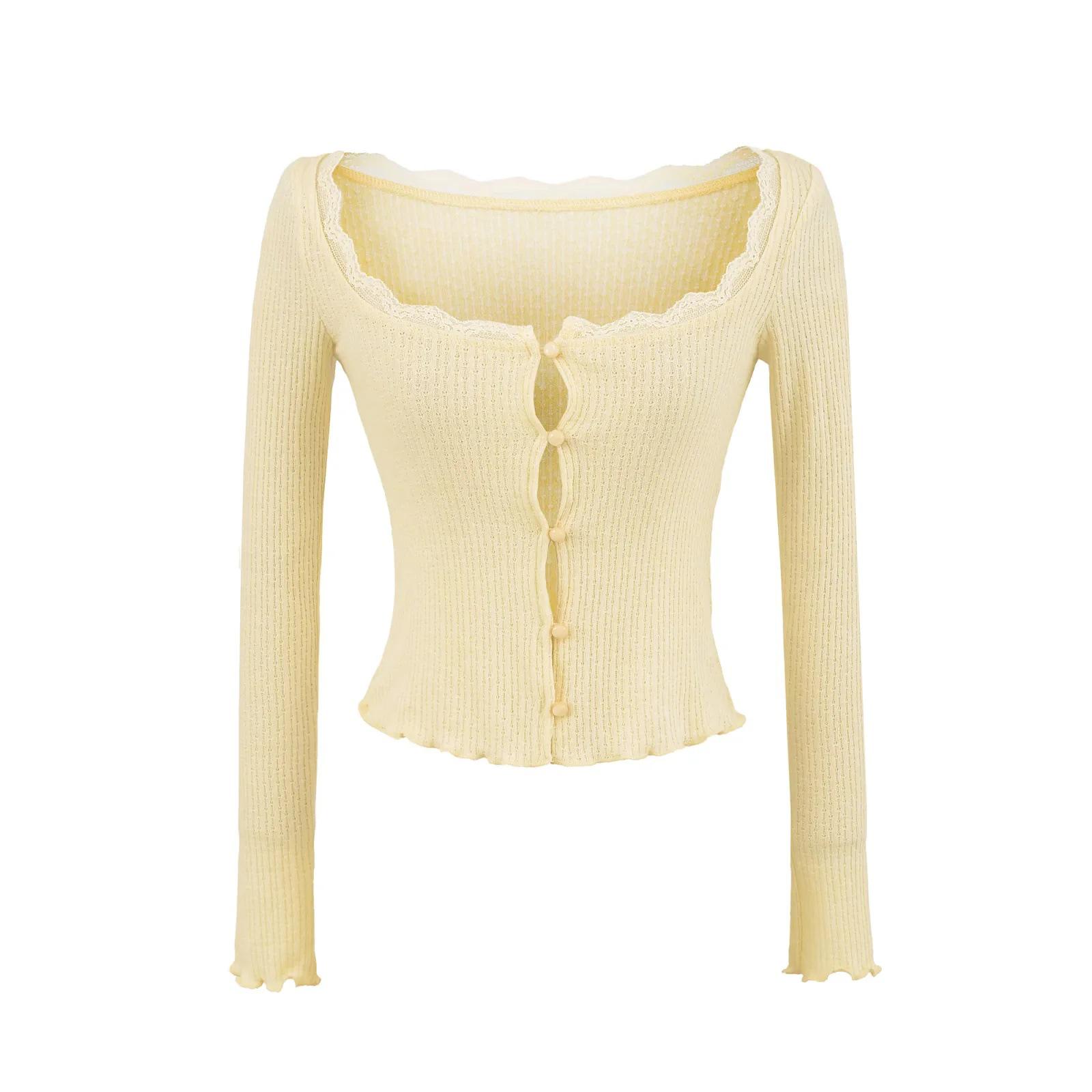 Retro American Jacquard Lace Knit Top - Slim Fit, Low-Cut, Single-Breasted Base Layer Large жёлтый/кремовый
Retro American Jacquard Lace Knit Top - Slim Fit, Low-Cut, Single-Breasted Base Layer Large жёлтый/кремовый