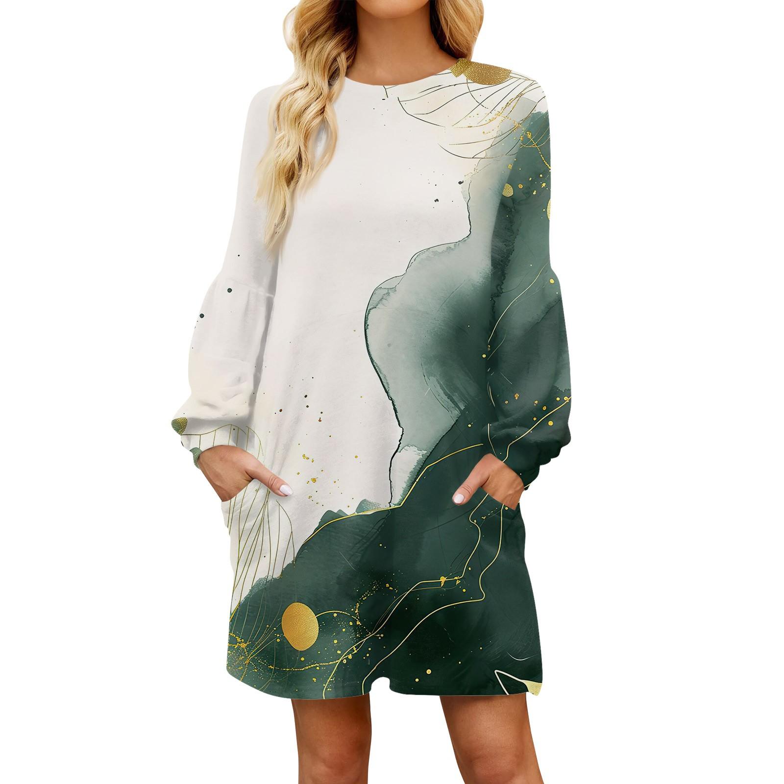 Модное женское осеннее повседневное свободное платье с цветочным принтом и длинным рукавом L темно-зеленого
Модное женское осеннее повседневное свободное платье с цветочным принтом и длинным рукавом L темно-зеленого