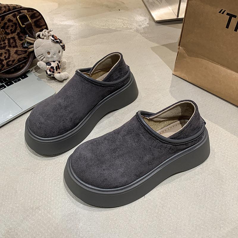 JMXD-толстая подошва, женские, универсальные, весенние, однопедальные мокасины в стиле ретро с круглым носком 40 серый