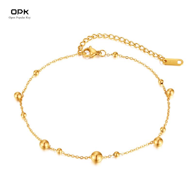 OPK Gold-Plated European & American Stainless Steel Anklet - Women’s Fashion Simple Round Bead Titanium Foot Jewelry
OPK Gold-Plated European & American Stainless Steel Anklet - Women’s Fashion Simple Round Bead Titanium Foot Jewelry
