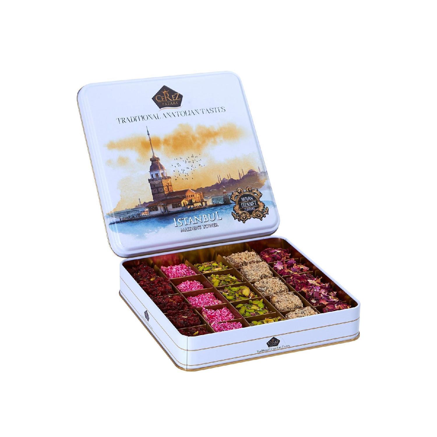 King Turkish Delight 500 г смешанные особые фисташки, фундук и грецкие орехи в подарочной металлической коробке
King Turkish Delight 500 г смешанные особые фисташки, фундук и грецкие орехи в подарочной металлической коробке