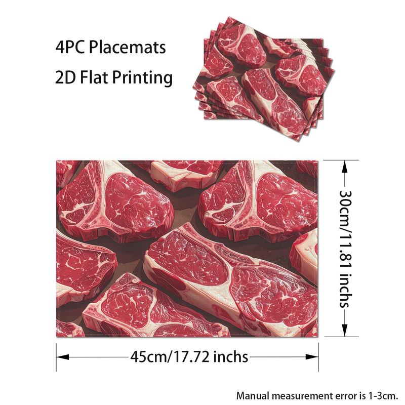 Raw Steak Placemat Linen Blend 2D Flat Print Table Mat for Meat Lovers Kitchen Dining Decor Gift Set of 4 4Pcs-30X45cm(12X18in
Raw Steak Placemat Linen Blend 2D Flat Print Table Mat for Meat Lovers Kitchen Dining Decor Gift Set of 4 4Pcs-30X45cm(12X18in