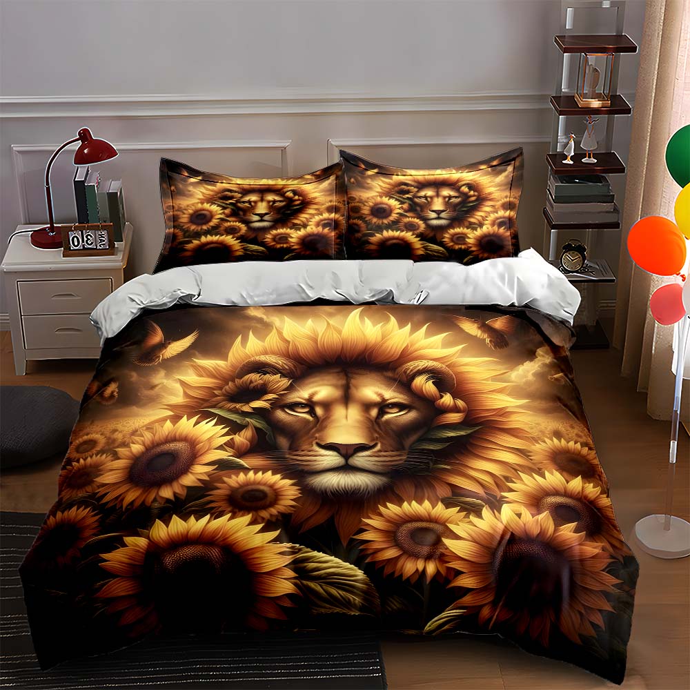 Lion sunflower fusion. Bedding Duvet cover sets Duvet covers Pillowcases gifts (1 * Duvet Cover 2 * Pillowcases, without duvet insert) 135x200cm
Lion sunflower fusion. Bedding Duvet cover sets Duvet covers Pillowcases gifts (1 * Duvet Cover 2 * Pillowcases, without duvet insert) 135x200cm