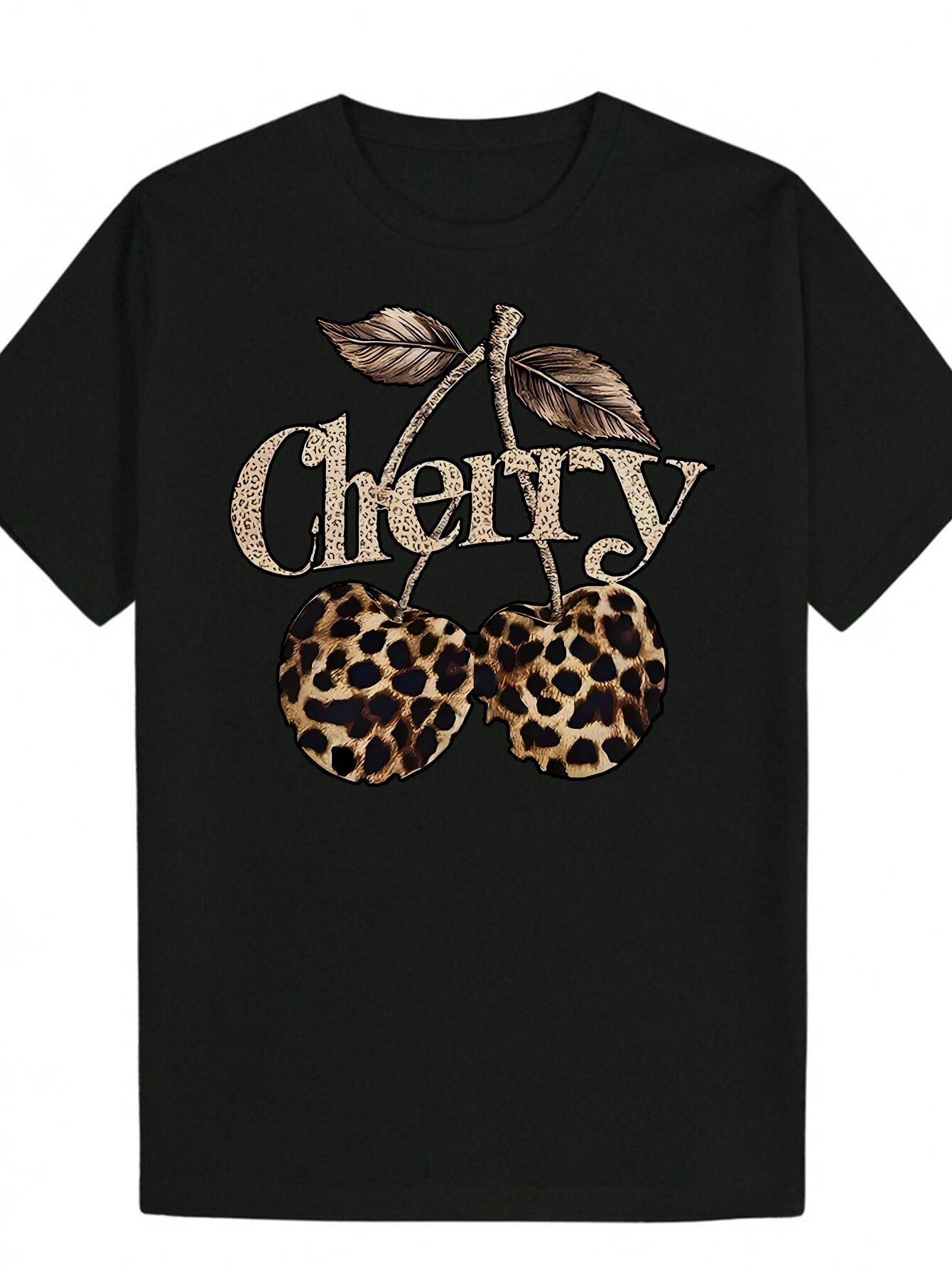 Short Sleeve T-shirt - Black Cherry Leopard Print Graphic Tee with Glitter Text S
Short Sleeve T-shirt - Black Cherry Leopard Print Graphic Tee with Glitter Text S