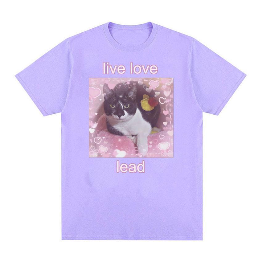 Забавная футболка с рисунком Live Love Lead, милая футболка с рисунком кота, мужская и женская повседневная модная футболка высокого качества, топы, уютные хлопковые футболки большого размера
Забавная футболка с рисунком Live Love Lead, милая футболка с рисунком кота, мужская и женская повседневная модная футболка высокого качества, топы, уютные хлопковые футболки большого размера