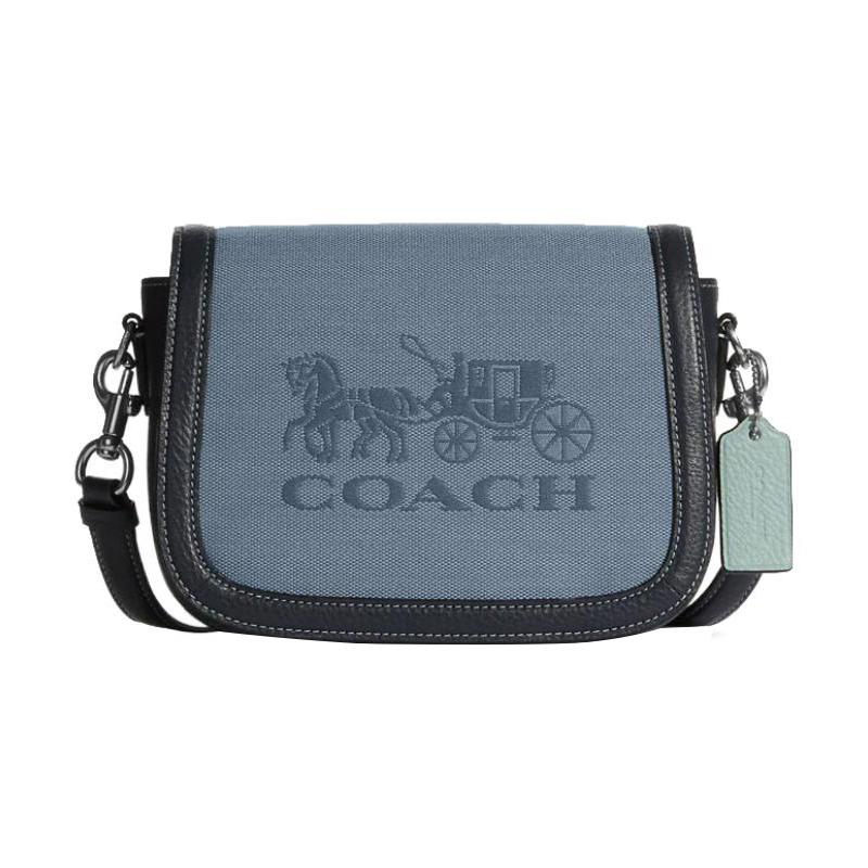 COACH Saddle color block carriage print magnetic buckle flap fabric with cow leather shoulder handbag small size women s dark blue light blue синій
COACH Saddle color block carriage print magnetic buckle flap fabric with cow leather shoulder handbag small size women s dark blue light blue синій