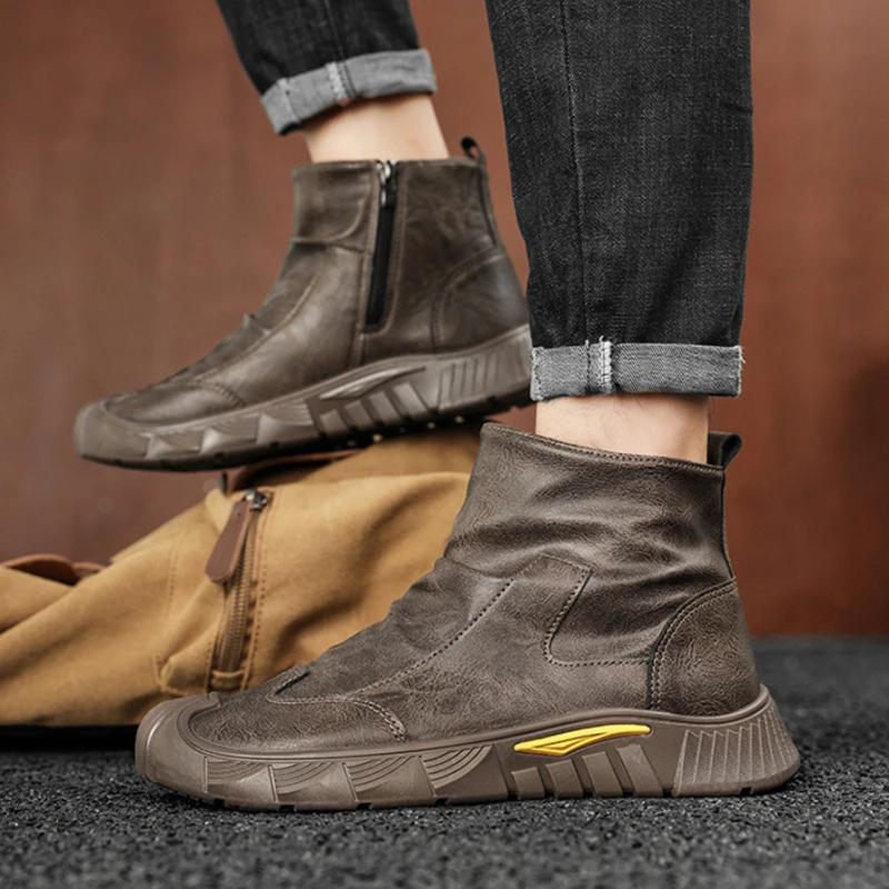 Spring Men s Casual Shoes PU Leather Soft Mens Boots Comfortable Wear-resistant Non-slip Men Thick-soled Boots Botas Para Hombre 44
Spring Men s Casual Shoes PU Leather Soft Mens Boots Comfortable Wear-resistant Non-slip Men Thick-soled Boots Botas Para Hombre 44