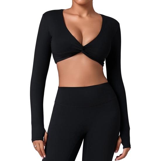 Long Sleeve Workout Tops for Women Twist Front Deep V Neck Cropped Athletic Top M чорний
Long Sleeve Workout Tops for Women Twist Front Deep V Neck Cropped Athletic Top M чорний