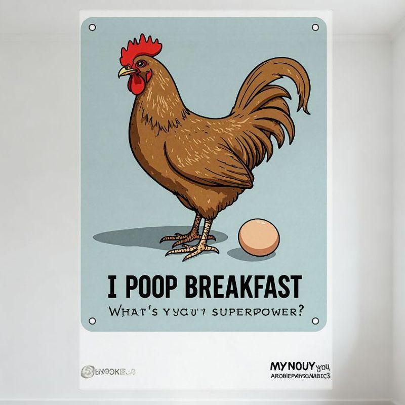 Playful Cartoon Rooster & Egg I POOP BREAKFAST Metal Tin Sign, Wall Decor for Home Cafe Bar, 8x12 Inch with Hanging Holes, Hum 20x30cm(7.8x11.8inch)
Playful Cartoon Rooster & Egg I POOP BREAKFAST Metal Tin Sign, Wall Decor for Home Cafe Bar, 8x12 Inch with Hanging Holes, Hum 20x30cm(7.8x11.8inch)