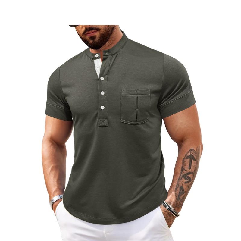 Men Black Stand Collar Henley Neck Short Sleeve T Shirt With Chest Pocket Casual Summer S серый
Men Black Stand Collar Henley Neck Short Sleeve T Shirt With Chest Pocket Casual Summer S серый