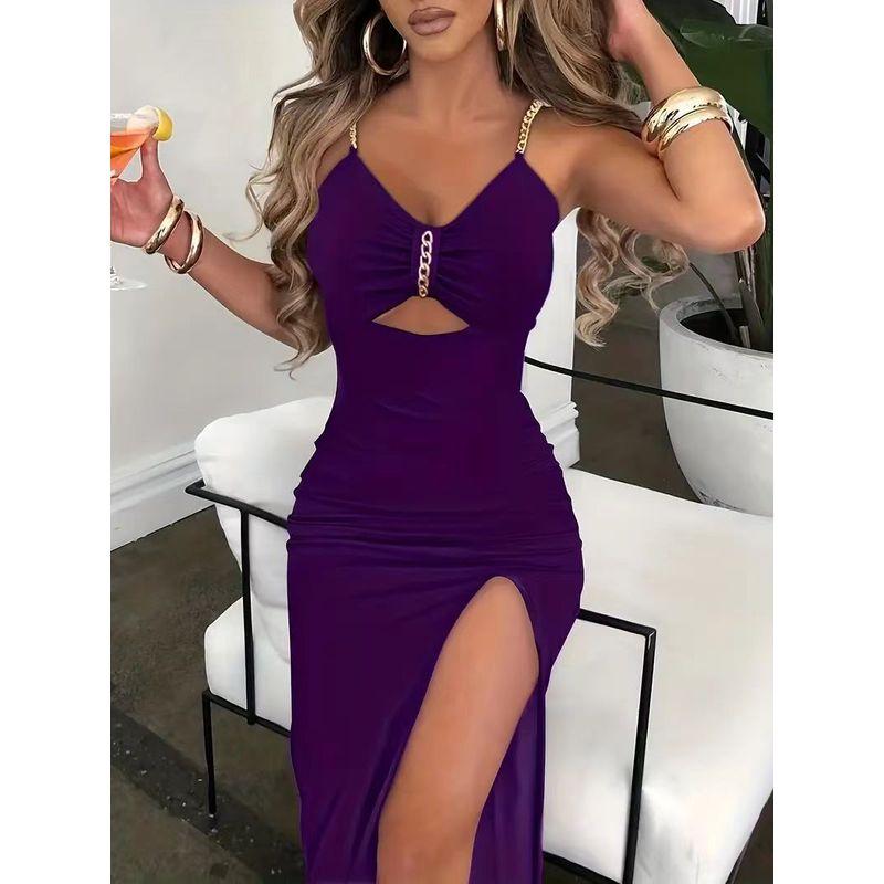 Fashion High Slit Chain Hollow-out Sheath Sleeveless V-neck Women s Sling Slim fit Formal Dress Sexy dresses for women Dresses Purple L
Fashion High Slit Chain Hollow-out Sheath Sleeveless V-neck Women s Sling Slim fit Formal Dress Sexy dresses for women Dresses Purple L