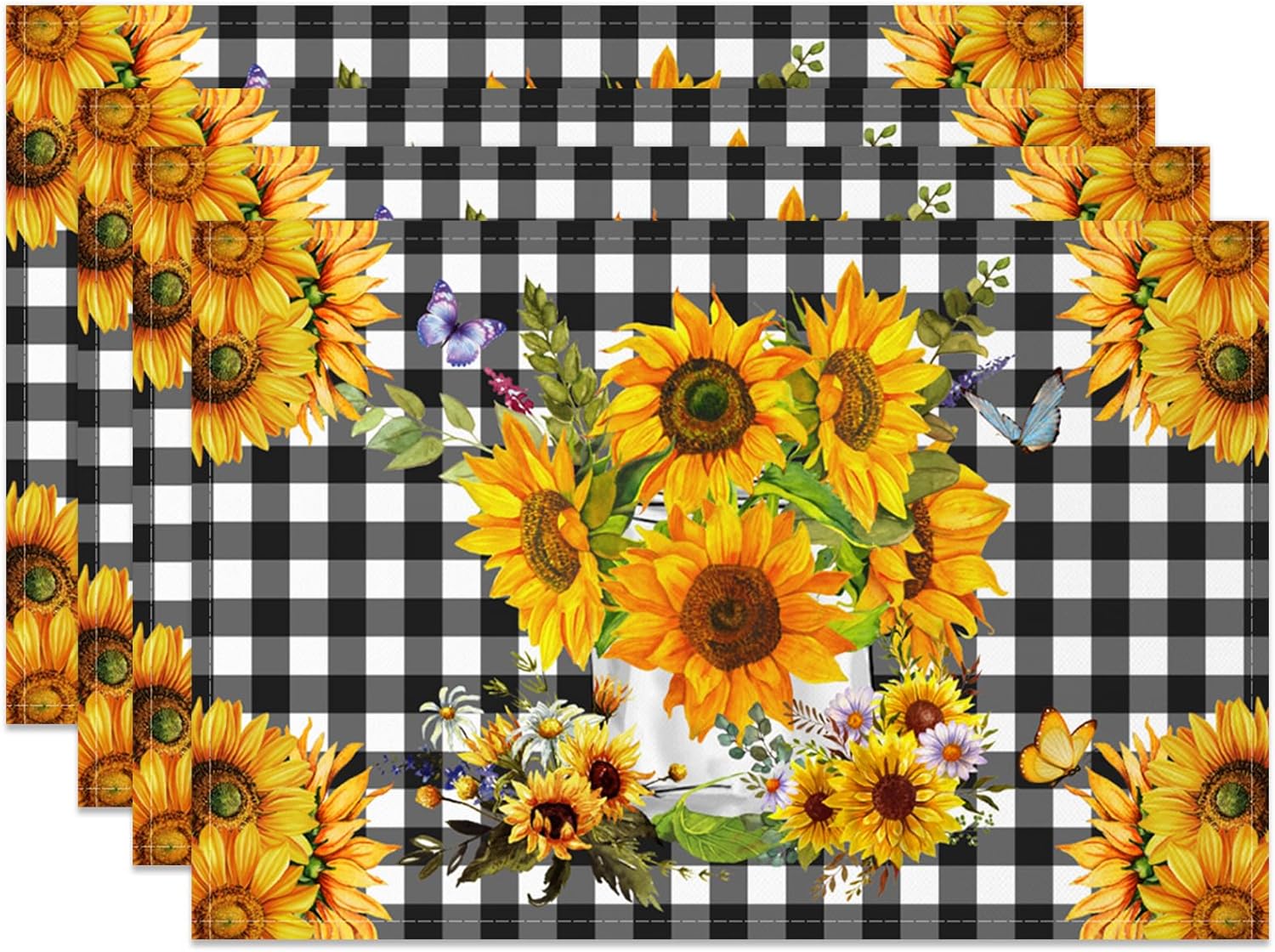 Buffalo Plaid Sunflower Placemats Set of 4, Yellow Floral Rustic Vintage Dining Table Place Mats Heat-Resistant Washable Linen Coasters for Seasonal D 4Pcs
Buffalo Plaid Sunflower Placemats Set of 4, Yellow Floral Rustic Vintage Dining Table Place Mats Heat-Resistant Washable Linen Coasters for Seasonal D 4Pcs