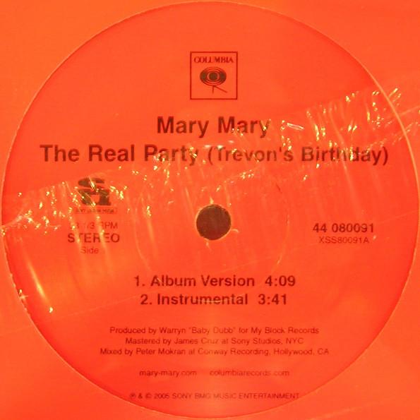 12inch Record MARY MARY - The Real Party (Trevon s Birthday) 44080091 Sony Urban Musi 2005 US Soul/Funk Used
12inch Record MARY MARY - The Real Party (Trevon s Birthday) 44080091 Sony Urban Musi 2005 US Soul/Funk Used