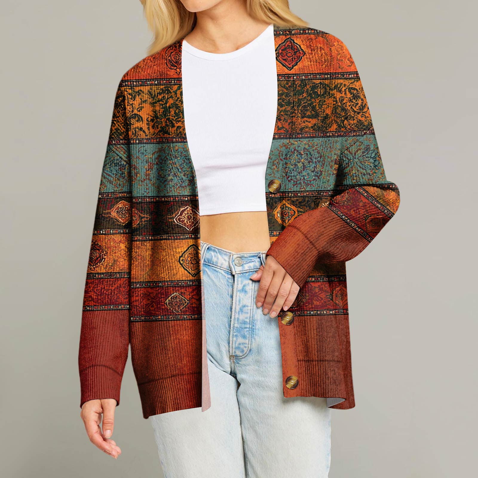 Женский модный кардиган с длинным рукавом, V-образным вырезом, на пуговицах, свободного кроя, с рождественским принтом XL шафрановый
Женский модный кардиган с длинным рукавом, V-образным вырезом, на пуговицах, свободного кроя, с рождественским принтом XL шафрановый