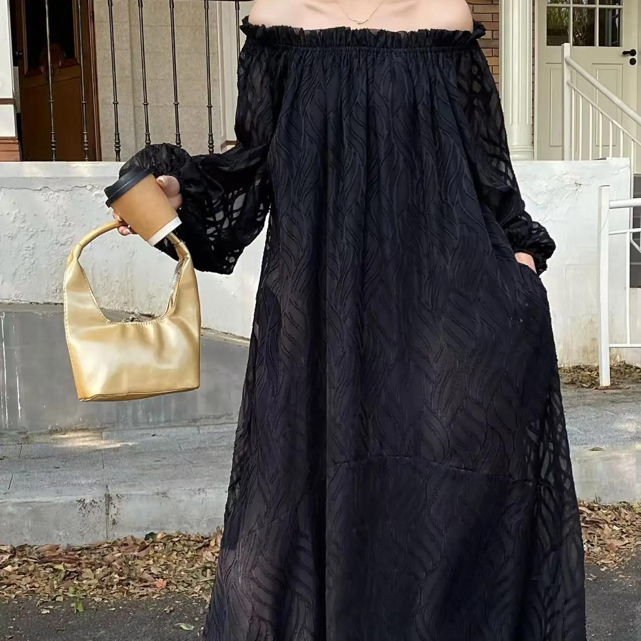 Весеннее розовое платье для женщин с открытыми плечами, модные длинные рукава, женские платья в корейском стиле, свободное плиссированное женское длинное платье с оборками One Size чёрный
Весеннее розовое платье для женщин с открытыми плечами, модные длинные рукава, женские платья в корейском стиле, свободное плиссированное женское длинное платье с оборками One Size чёрный